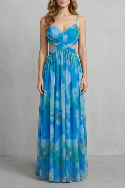 a-line, abstract print, mesh overlay, for evening events – Light women's slip dress