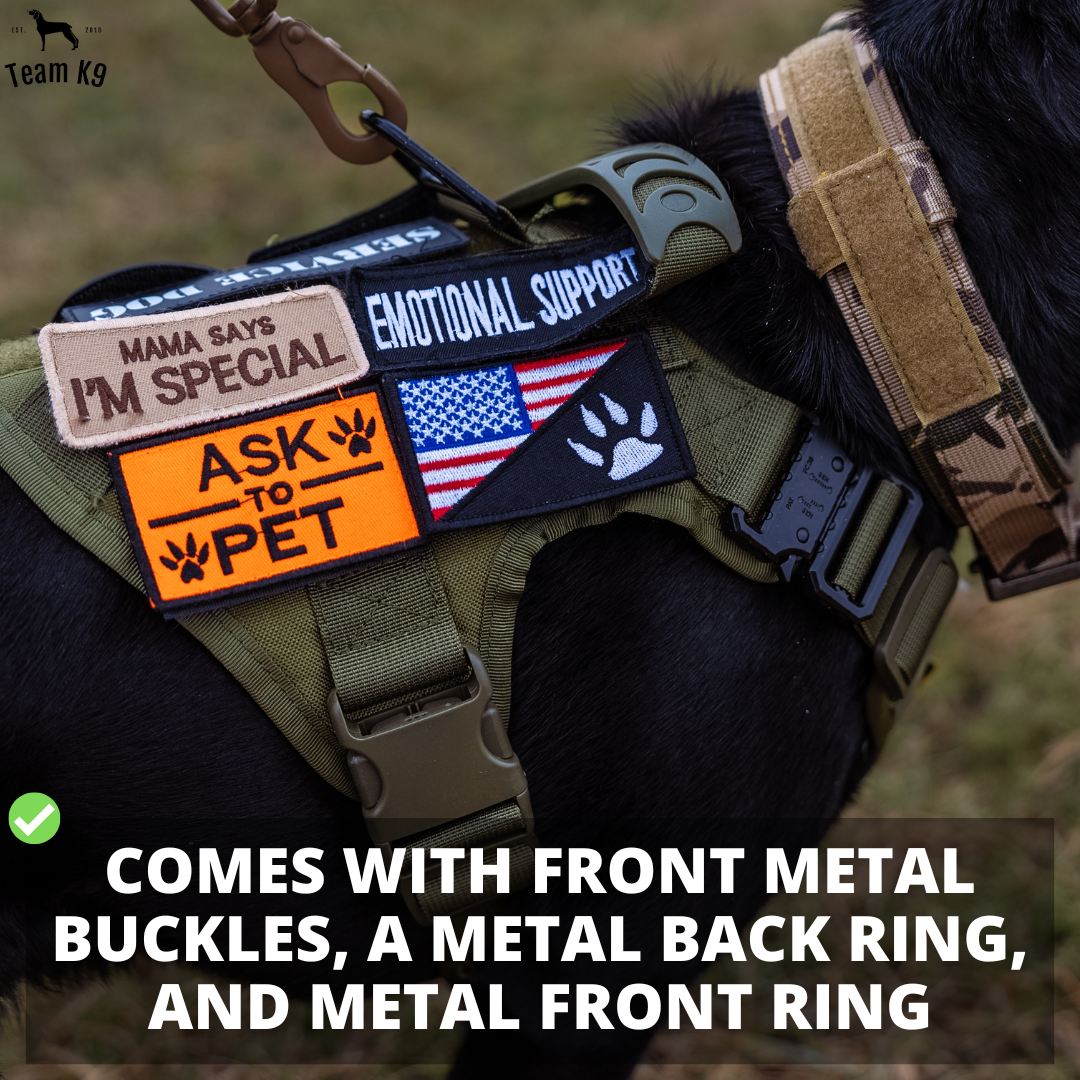 Tactical Dog Harness No-Pull With Front And Back D-Rings Fast-Release Buckles Top Handle Heavy-Duty Training