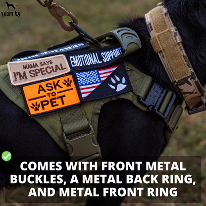 Tactical Dog Harness No-Pull With Front And Back D-Rings Fast-Release Buckles Top Handle Heavy-Duty Training