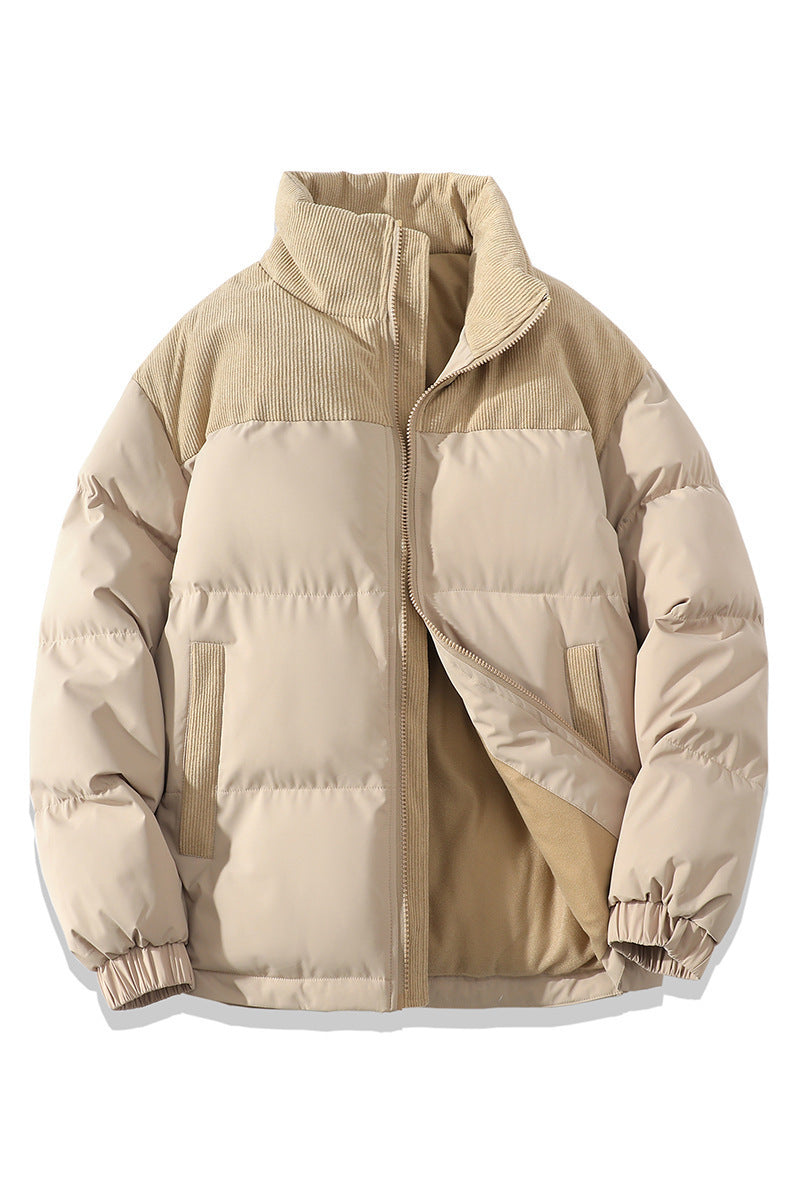Unisex Insulating Puffer Coat - Stand Collar, Cotton