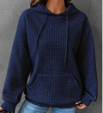 Plush Cozy Women’s Hoodie Sweater - Waffle Knit Layering