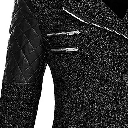 Women's Warm Winter Coat - Asymmetric Zip, Cotton Blend