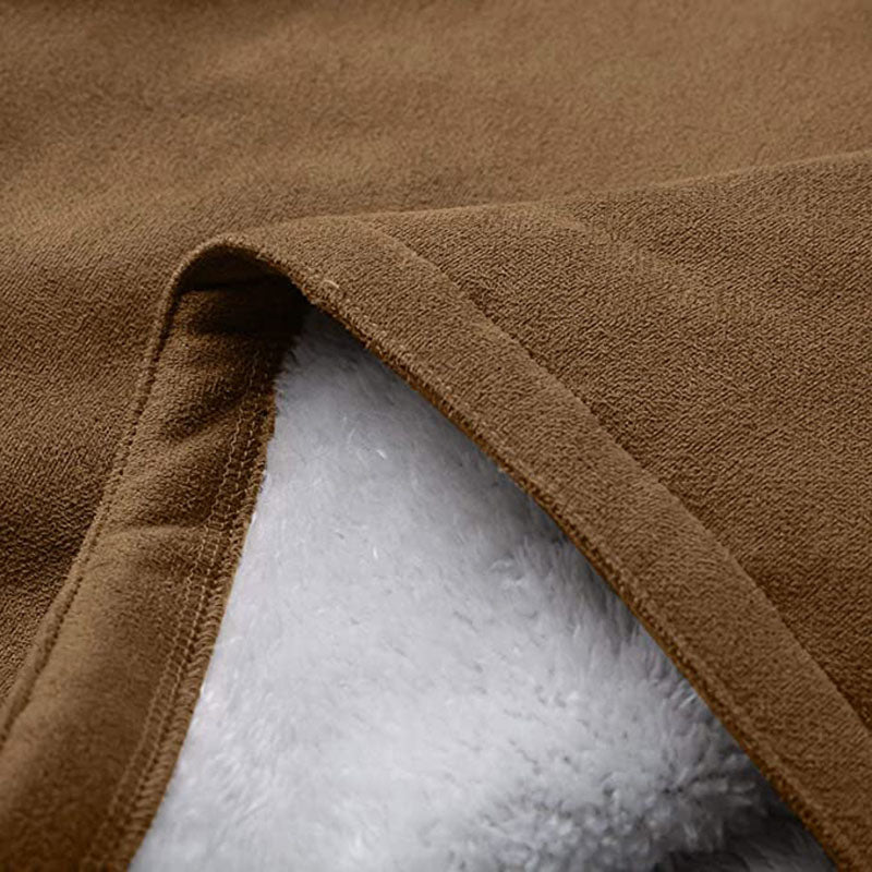 Womens Warm Winter Jacket - Hooded Mid-Thigh, Suede