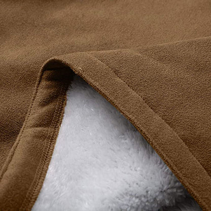 Womens Warm Winter Jacket - Hooded Mid-Thigh, Suede
