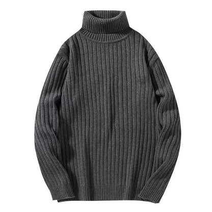 Men Warm Turtleneck Sweater - Ribbed Knit, For Winter