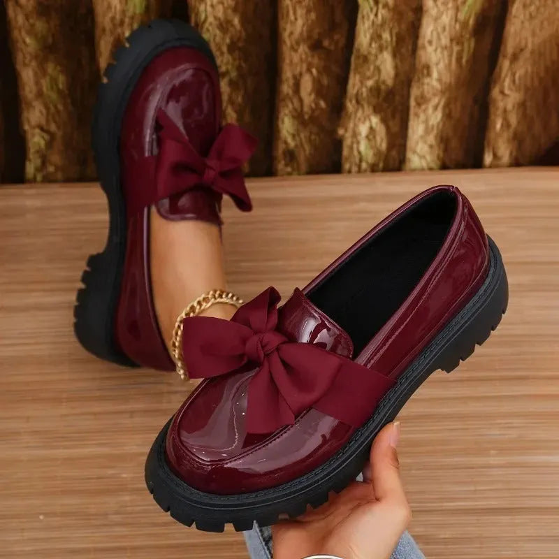 Thick Varnished Leather Moccasins for Women with Robust Sole for Comfort and Style-1