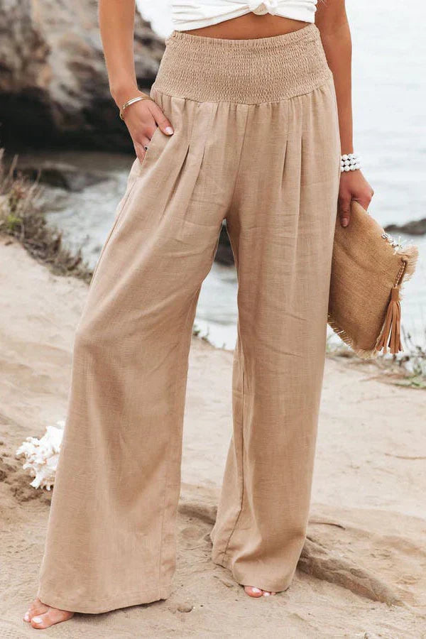 Variant image for High Waist Wide Leg Linen Pants for Women, Lightweight Palazzo Trousers, Elegant and Versatile Fashion-37