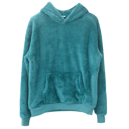 Plush Relaxed Men's Hoodie - Pullover, Double Velvet, Winter