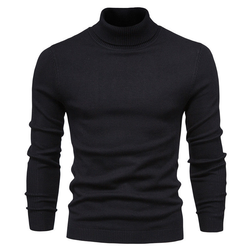 Plush Men's Turtleneck Sweater - Slim Fit Viscose Winter