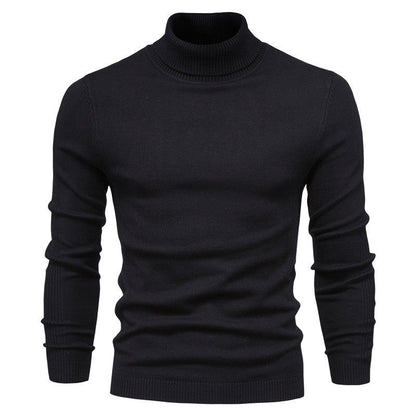 Plush Men's Turtleneck Sweater - Slim Fit Viscose Winter