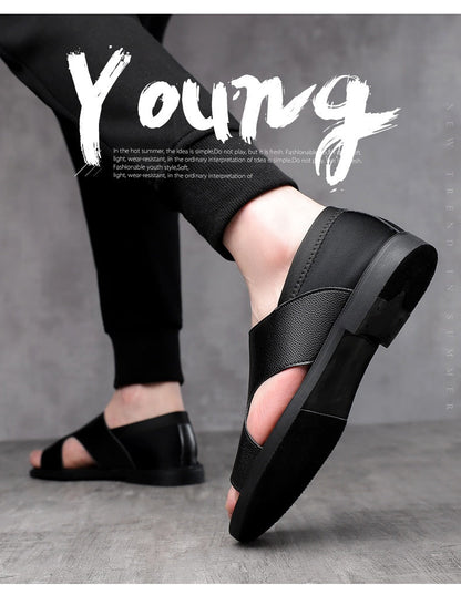 men's Breathable sandals - durable casual open-toe, cowhide upper, ideal for beach outings