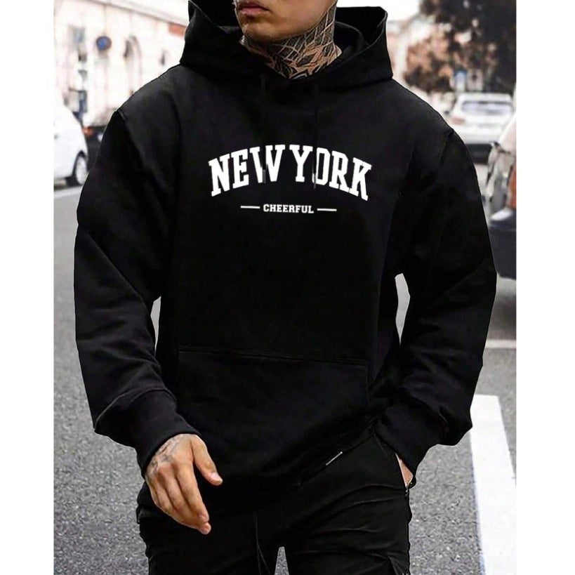 Casual Oversized Mens Hoodie - Pullover Polyester, Urban