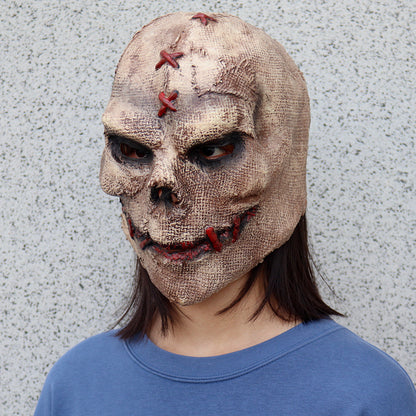 Latex Stitched Horror Mask Brown Halloween 2025 Cosplay