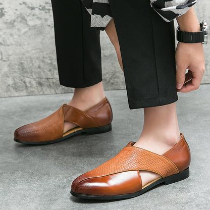 woven PU upper, casual summer footwear for everyday commuting – Breathable men's slip-on loafers