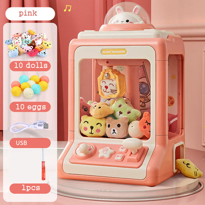Claw Mini Crane Toy Machine for Kids - Coin Operated Plush Grabber Game with Lights & Music