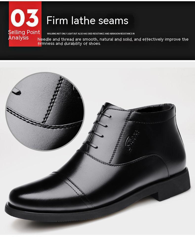 Cozy Warm Mens Ankle Boots - Cap Toe, PU Leather, Winter