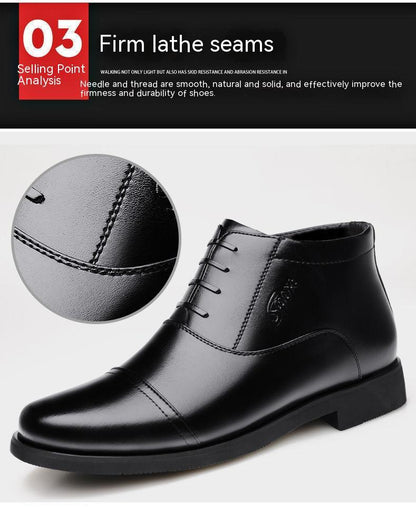 Cozy Warm Mens Ankle Boots - Cap Toe, PU Leather, Winter
