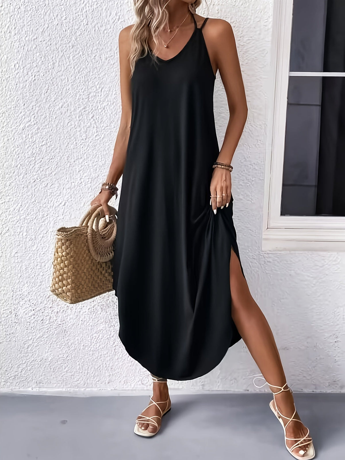 Variant image for Lightweight Summer Cami Dress for Women, V-Neck Loose Fit, Breathable Fabric, Available in Multiple Colors-11