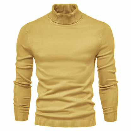 Plush Men's Turtleneck Sweater - Slim Fit Viscose Winter