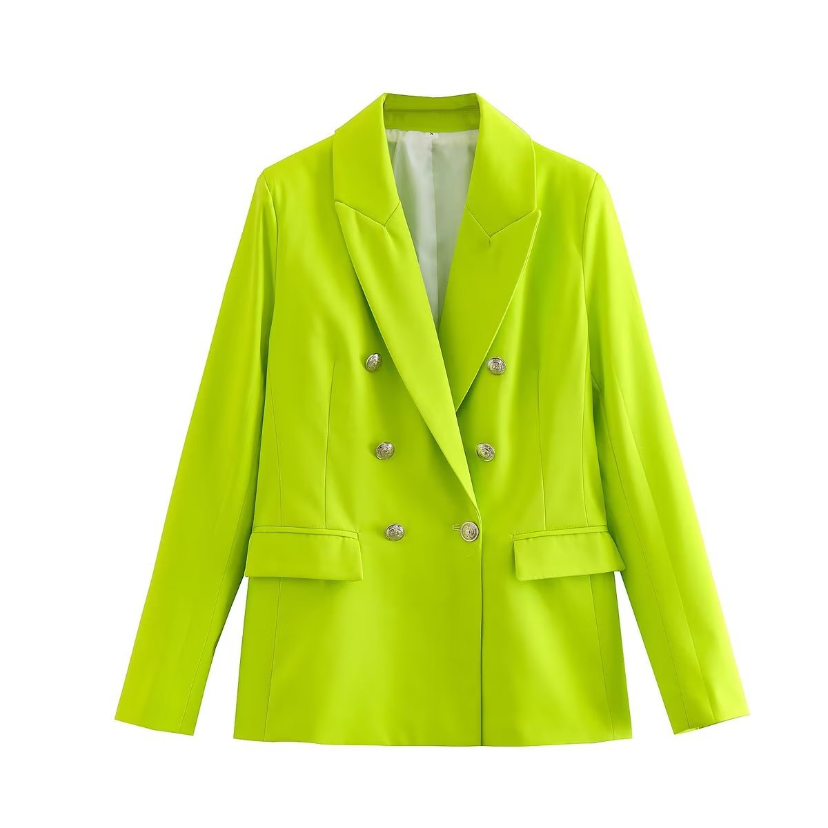 women's Fitted blazer - double-breasted, polished silhouette, polyester, autumn office wear