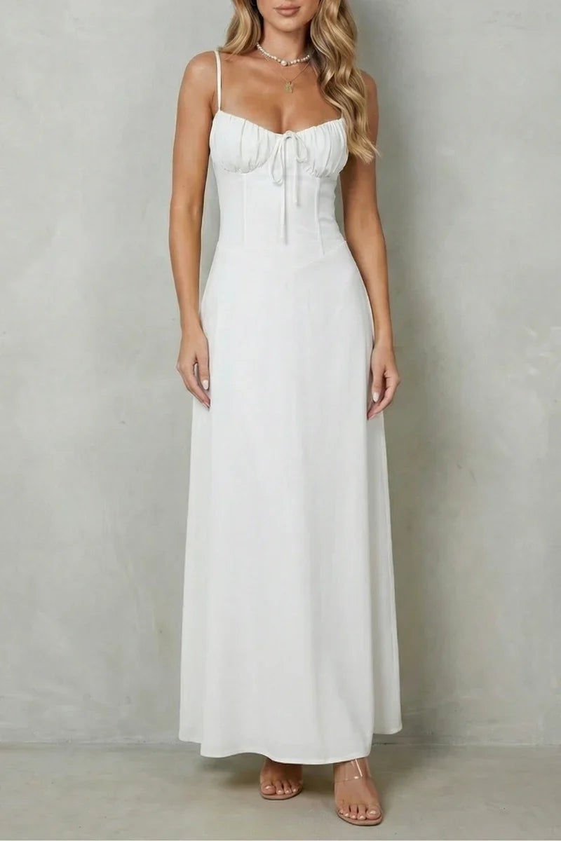 a-line, backless lace-up, polyester, for summer weddings – Light flattering women's dress