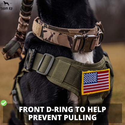 Tactical Dog Harness No-Pull With Front And Back D-Rings Fast-Release Buckles Top Handle Heavy-Duty Training
