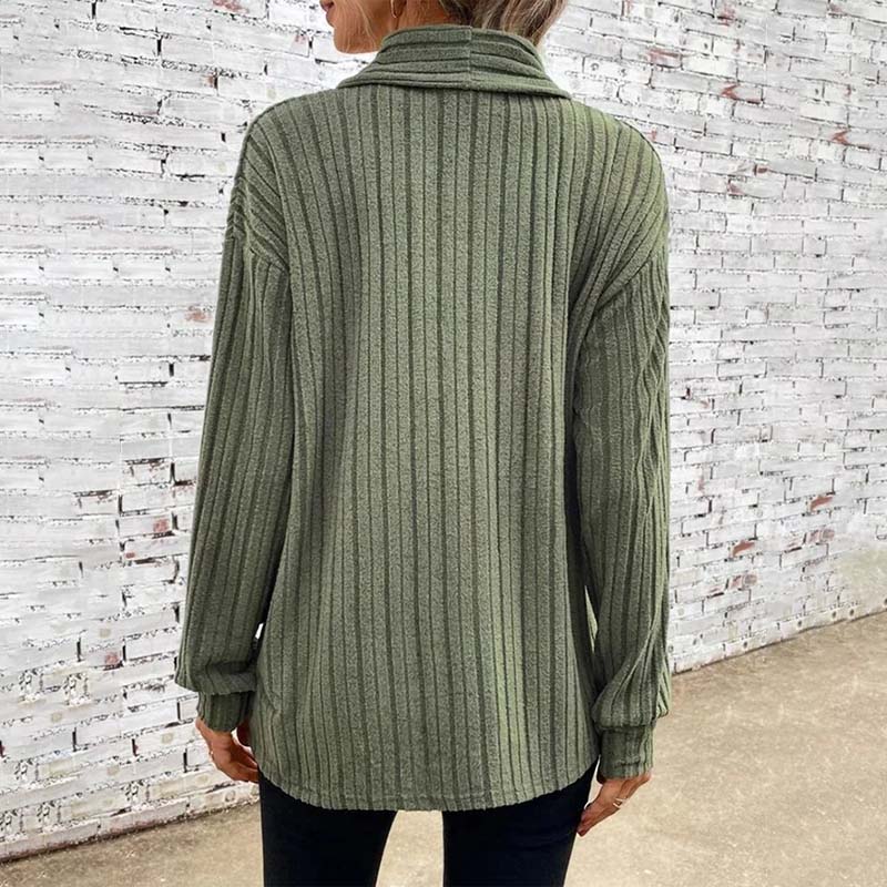 Plush Flattering Women’s Knit Cardigan - Draped Ribbed
