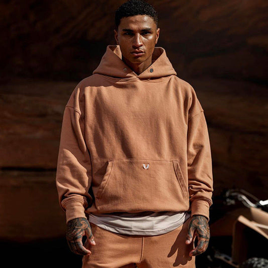 Relaxed Oversized Men's Pullover Hoodie - Cotton, Casual
