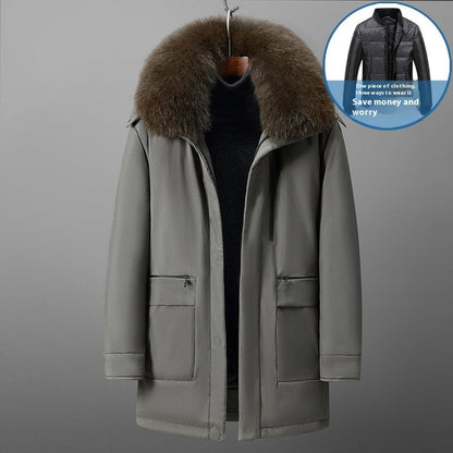 Warm Timeless Men's Down Jacket - Mid Length Polyester