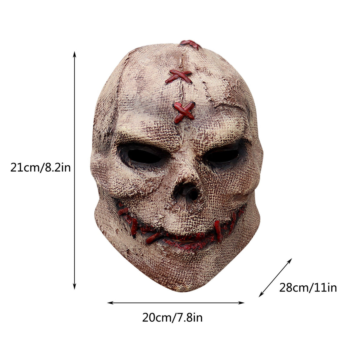 Latex Stitched Horror Mask Brown Halloween 2025 Cosplay