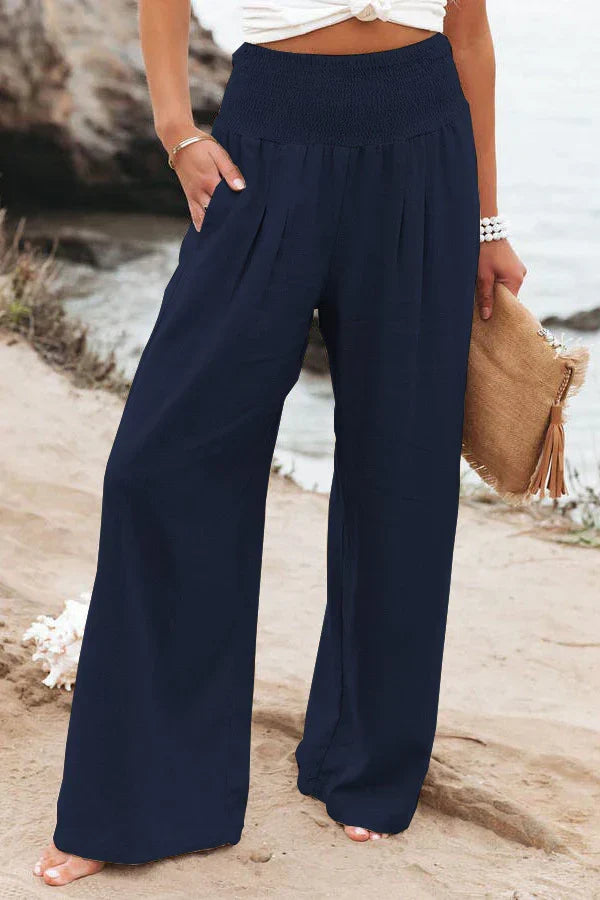 High Waist Wide Leg Linen Pants for Women, Lightweight Palazzo Trousers, Elegant and Versatile Fashion-5