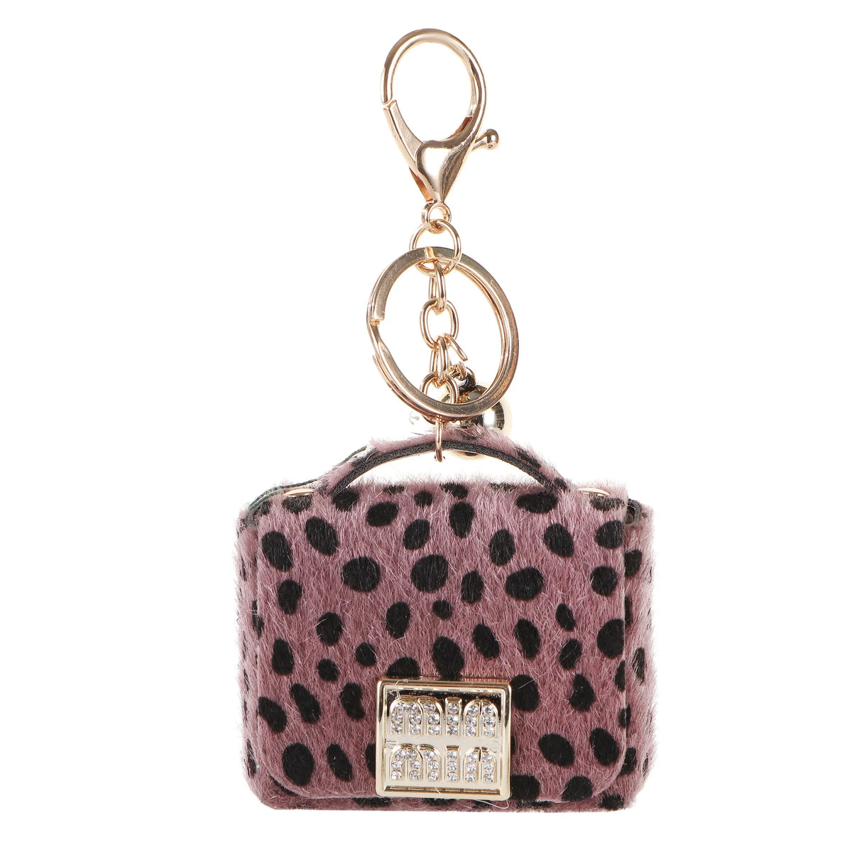Free 1+1 Birkin Inspired Mini Hand Bag - Leopard Print Bag Charm Keychain