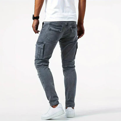 Stretch Cargo Jeans for Men, Comfortable Fit with Functional Pockets, Elastic Denim for Versatile Style-3