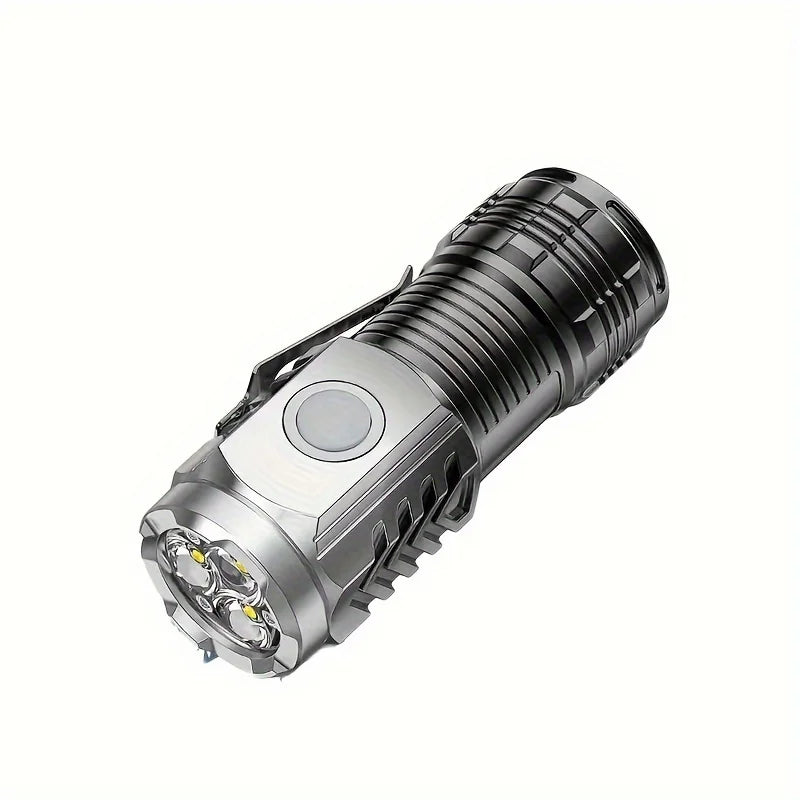 Tactical LED Mini Flashlight - USB Battery-Powered 5 Modes Work Light for Hiking, Camping, Car Repair, Travel-Friendly Torch with Clip & Magnet