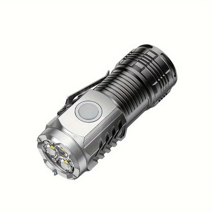Tactical LED Mini Flashlight - USB Battery-Powered 5 Modes Work Light for Hiking, Camping, Car Repair, Travel-Friendly Torch with Clip & Magnet