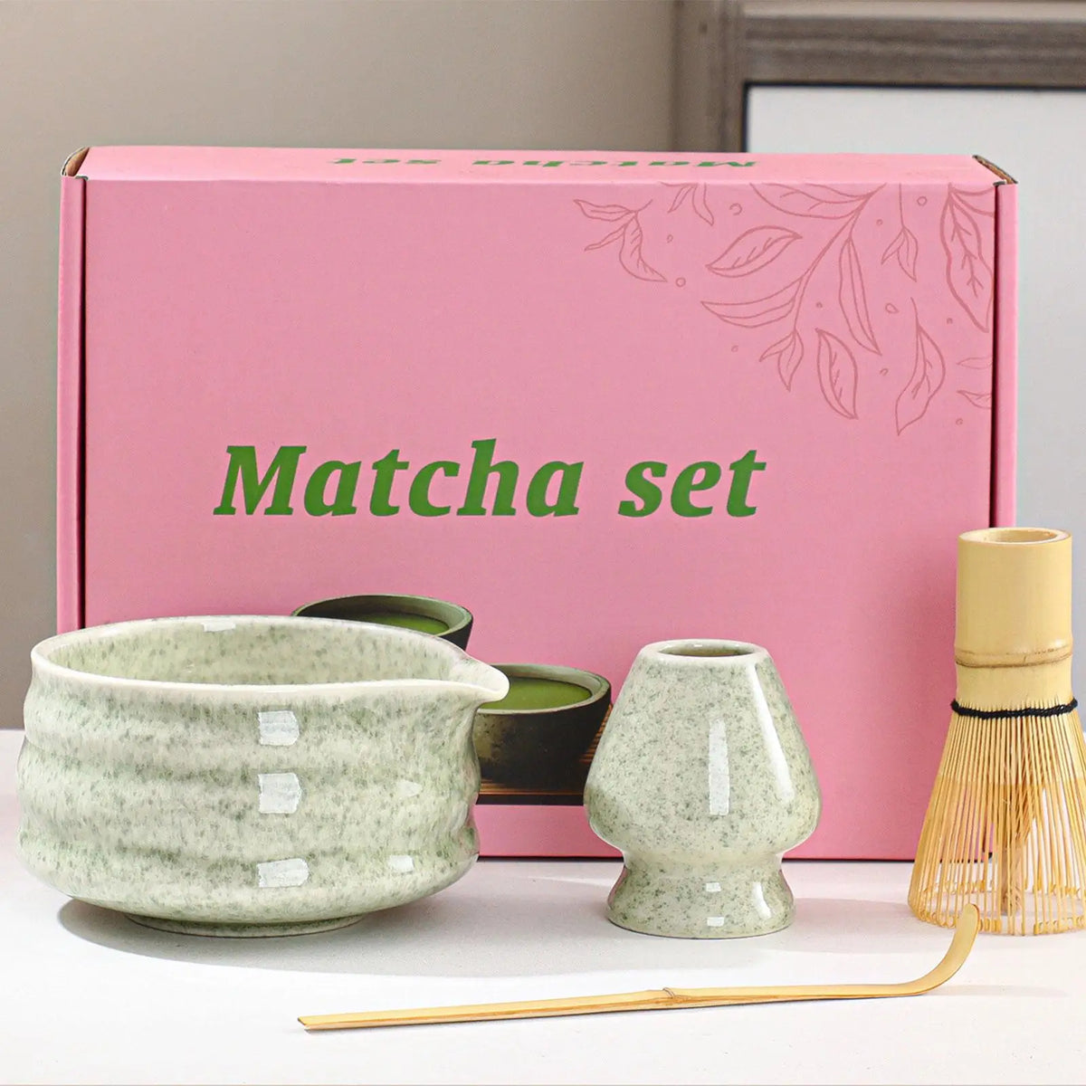 Matcha Kit Ceramic Bowl With Bamboo Whisk Traditional