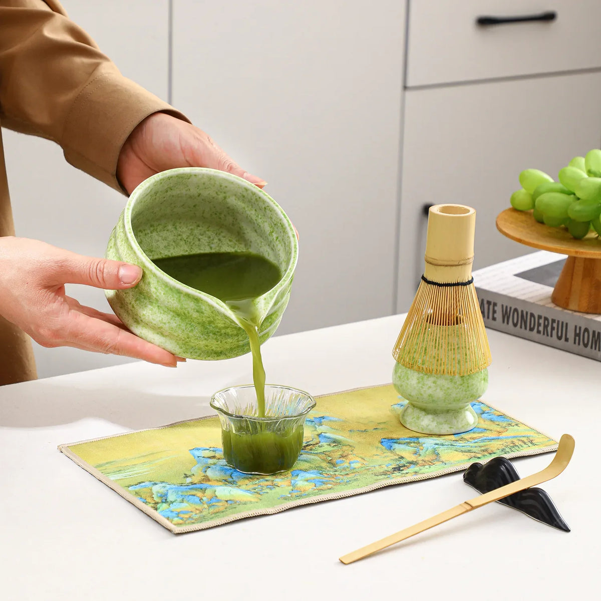 Matcha Kit Ceramic Bowl With Bamboo Whisk Traditional