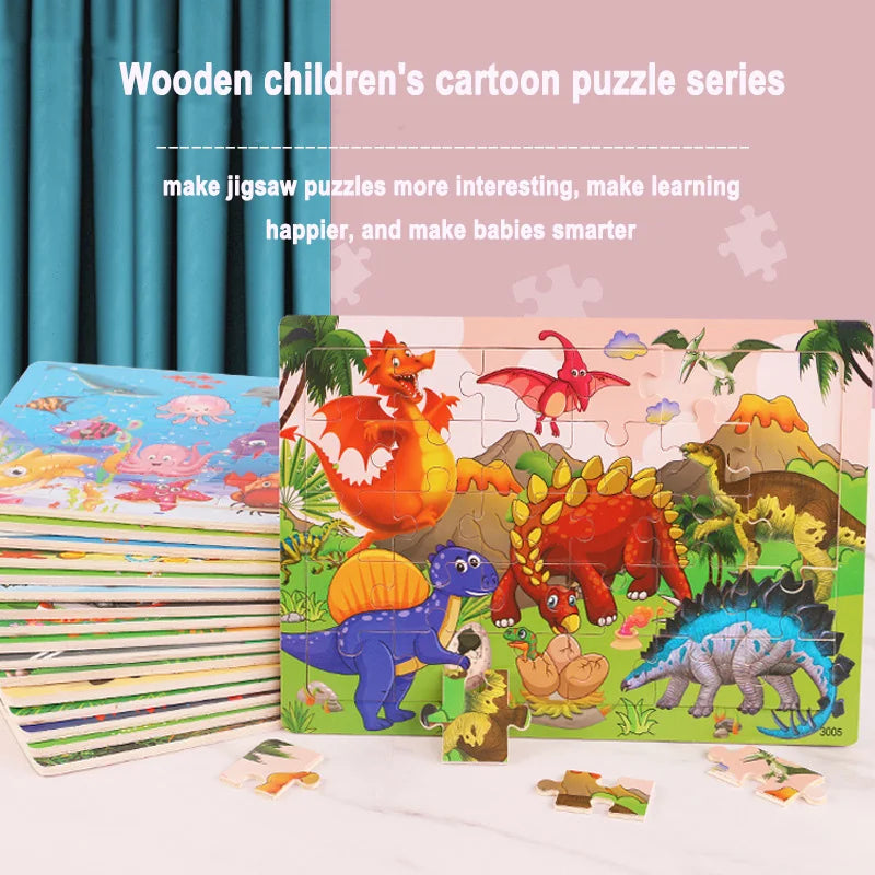 Thinking Logic Wooden Puzzle Jigsaw for Kids - Animal Vehicle Educational Gift