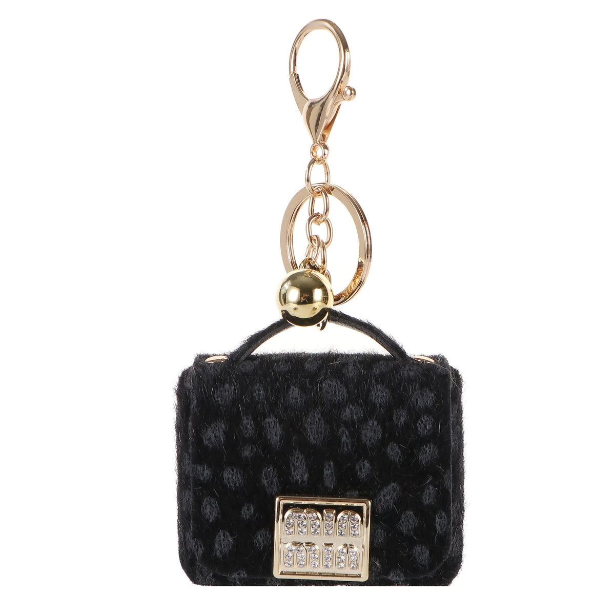 Free 1+1 Birkin Inspired Mini Hand Bag - Leopard Print Bag Charm Keychain