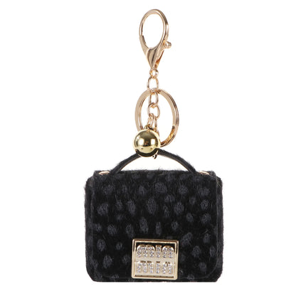 Free 1+1 Birkin Inspired Mini Hand Bag - Leopard Print Bag Charm Keychain