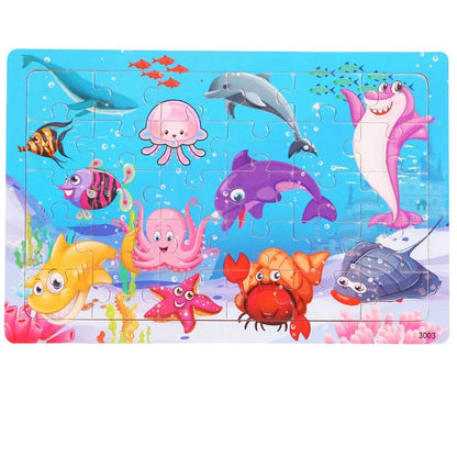 Thinking Logic Wooden Puzzle Jigsaw for Kids - Animal Vehicle Educational Gift