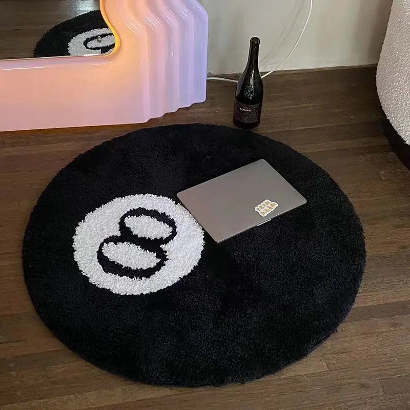 8 Ball Rug Round Tufted Halloween Floor Mat Fall 2025 Indoor Accent Plush Acrylic Entryway Rug