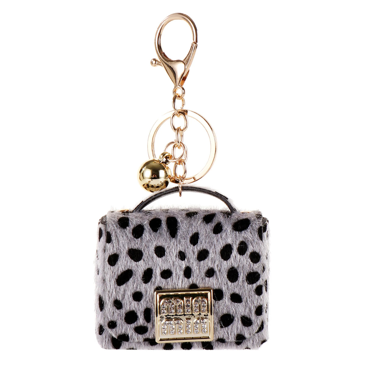 Free 1+1 Birkin Inspired Mini Hand Bag - Leopard Print Bag Charm Keychain