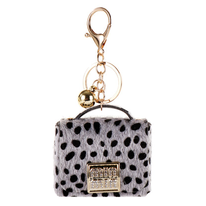 Free 1+1 Birkin Inspired Mini Hand Bag - Leopard Print Bag Charm Keychain