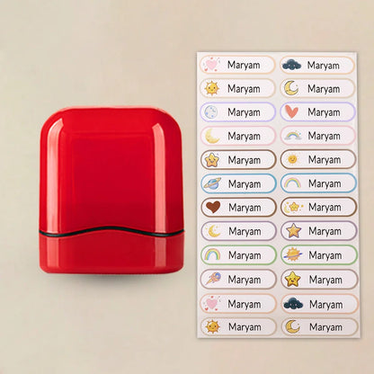 Self-Signing Stationery Kit 2026 – Personalized Custom Name Rubber Stamp + 100 Stickers