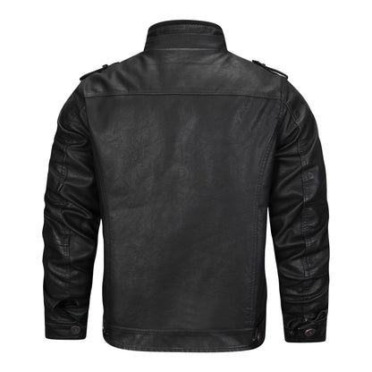 Men's Fitted Jacket - Slim Moto, Faux Leather, For Fall