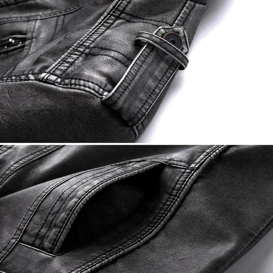 Men's Fitted Jacket - Slim Moto, Faux Leather, For Fall