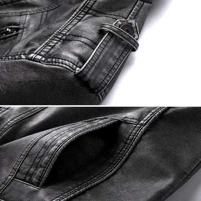 Men's Fitted Jacket - Slim Moto, Faux Leather, For Fall