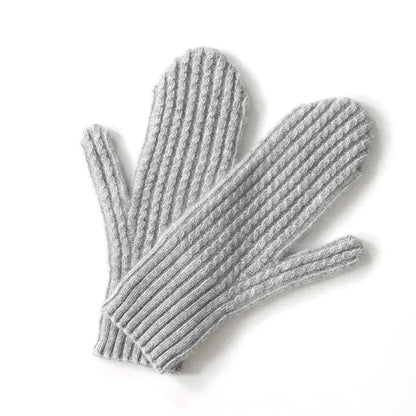 Women's Warm Mittens - Fitted Ribbed Cuff, Wool, Winter