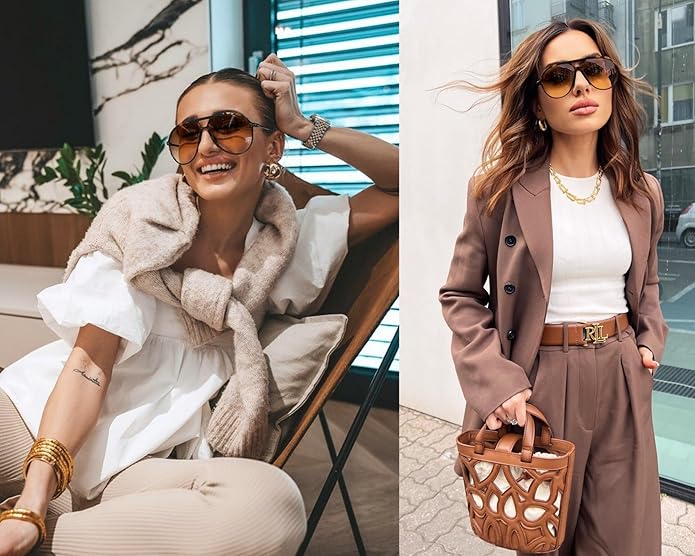 Atemberaubende unisex Aviator Sonnenbrille – oversized quadratische Gläser, leichtes Gestell, für Sommer 2025 7